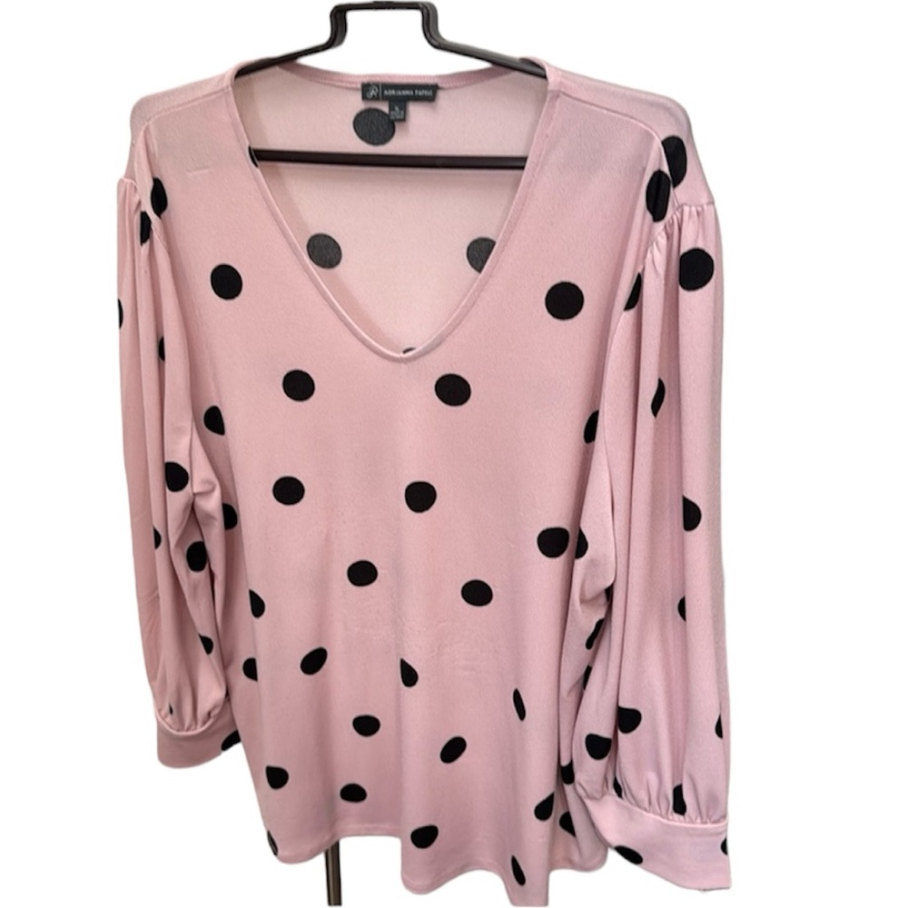 Adrianna Papell Women’s polka dot blouse pink and black